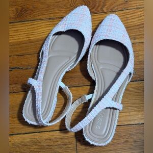 BCBGMaxAzria Pink Tweed Pointed Slingback Flats